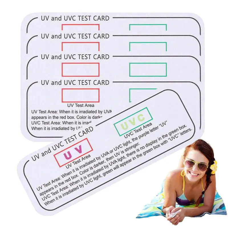 5 Pcs UV-C Test Card Test Light Card For Sun Protection Reusable To Check UV Protection Level UVA & UVC