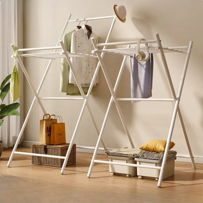 Folding Clothes Drying Rack, Floor-standing Balcony Sun Drying Rack, Indoor Simple Clothes Rack, Rented House Coat and Hat Rack.