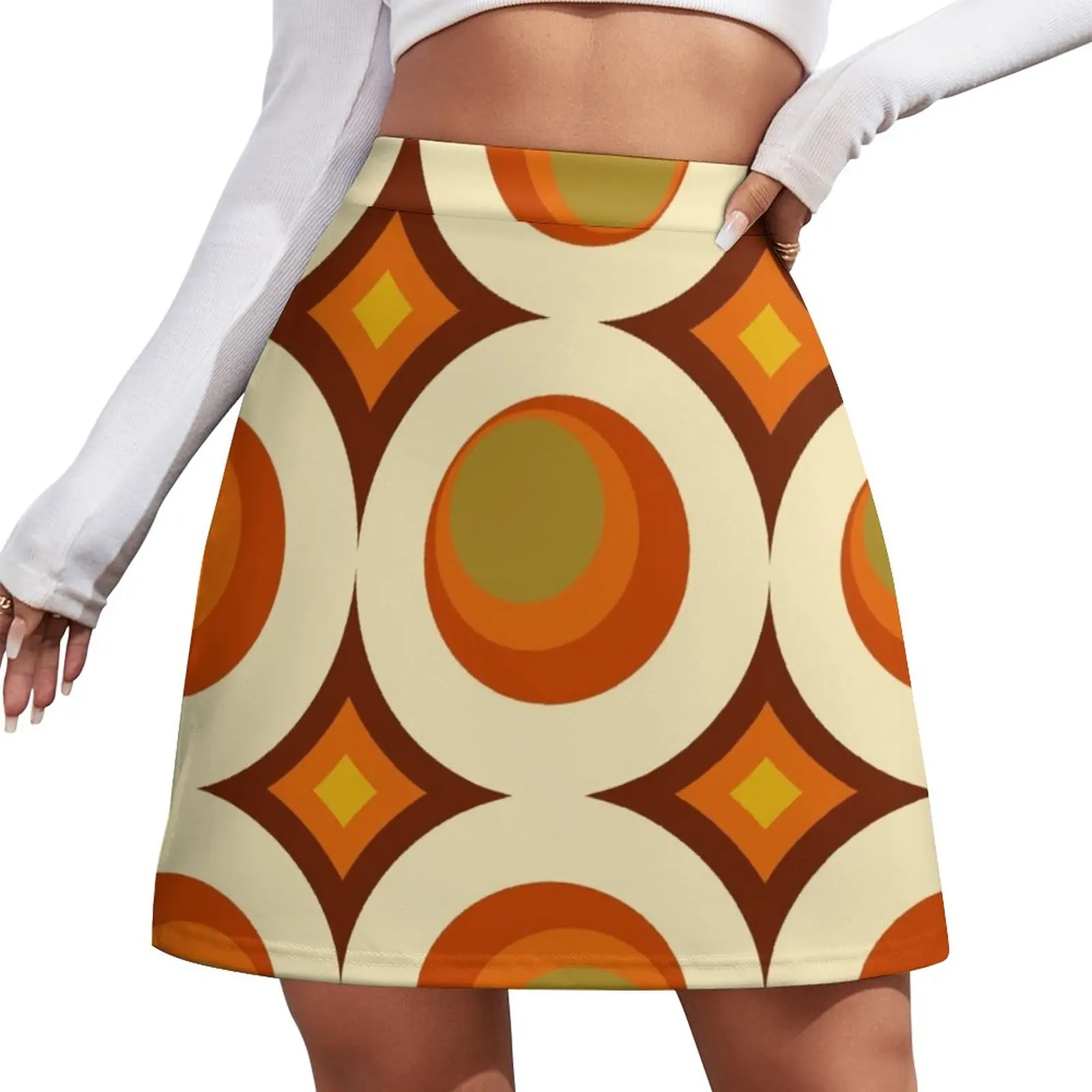 Mid-Century Modern 70s Mini Skirt womens clothing elegant dresses for women mid century modern geometric abstract pattern 730 mini skirt summer clothes skirt pants