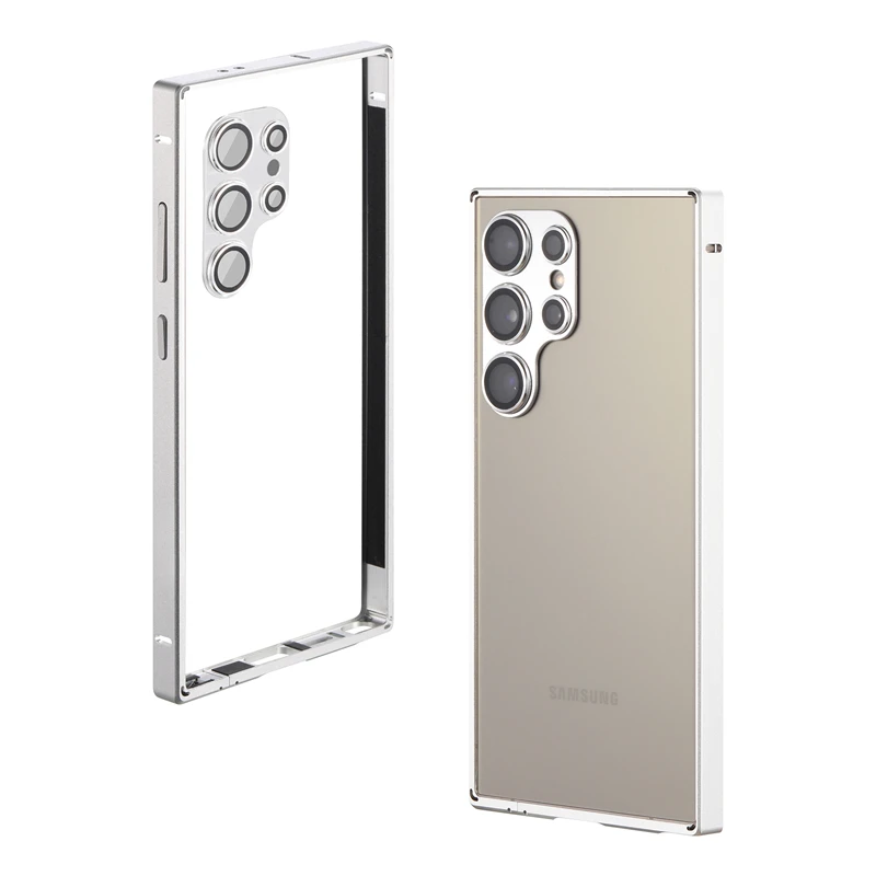 Aviation Aluminum Metal Frame Bumper Phone Case with Alloy Lens Protective Film and Shockproof Cover