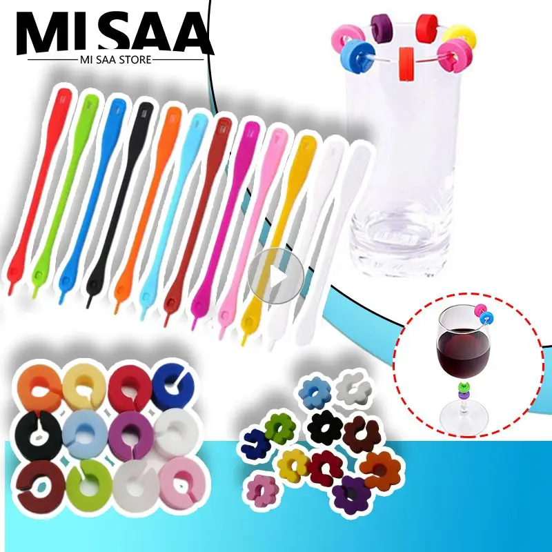 Wine Stick 12 Pieces Identifier Party Food Grade Silicone Bar Accessories Red Wine Glass Glass Pendant Cup