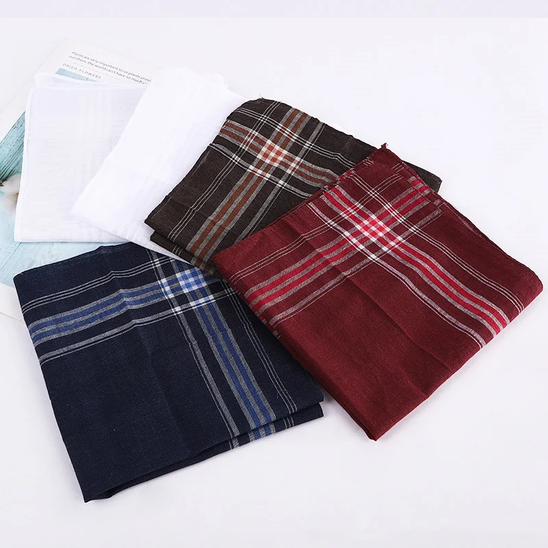 12 Packs Men&lsquo;s Fashion Plaid Polyester Cotton Handkerchiefs Decorative Suits Hanky Vintage Plaid Handkerchiefs pocket towels