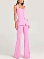 Karina Lapel Single Breasted Pockets Chic Pant Set 4