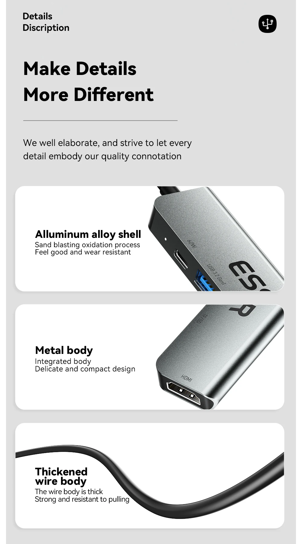 divisor de Alta Velocidade 5Gbps para PC USB 3.2 Gen1 2.0 Portas