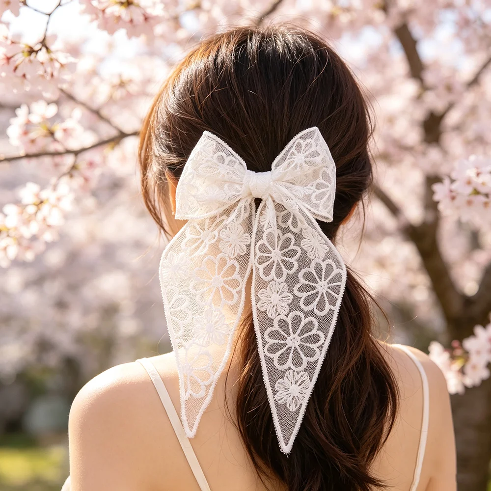 Elegant Polka Dot Bowknot Hair Clip