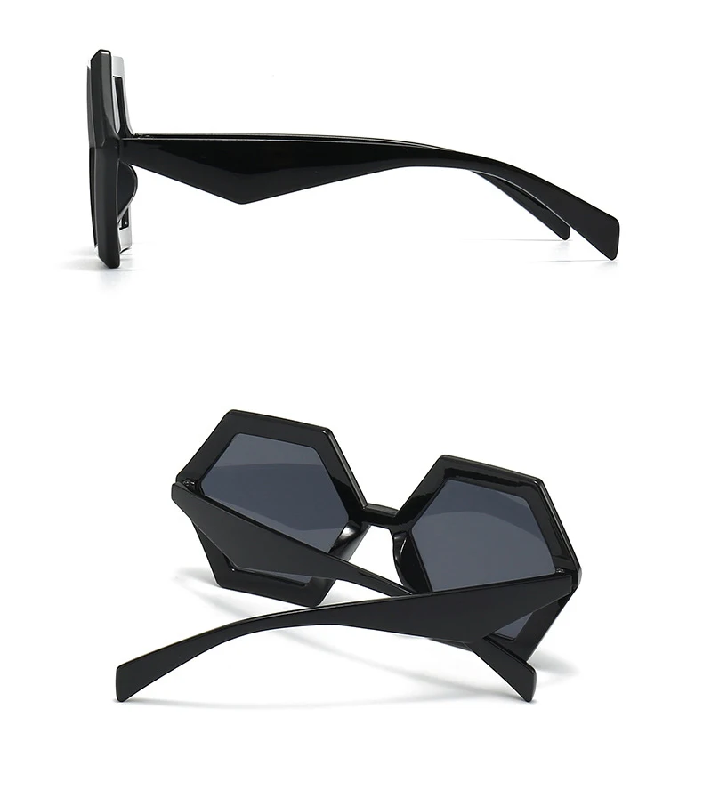 56880 neue Polygon Farbverlauf Sonnenbrille Frauen Mode große Retro Sonnenschutz Spiegel im Freien Schutzschirme uv400 – Detail 6