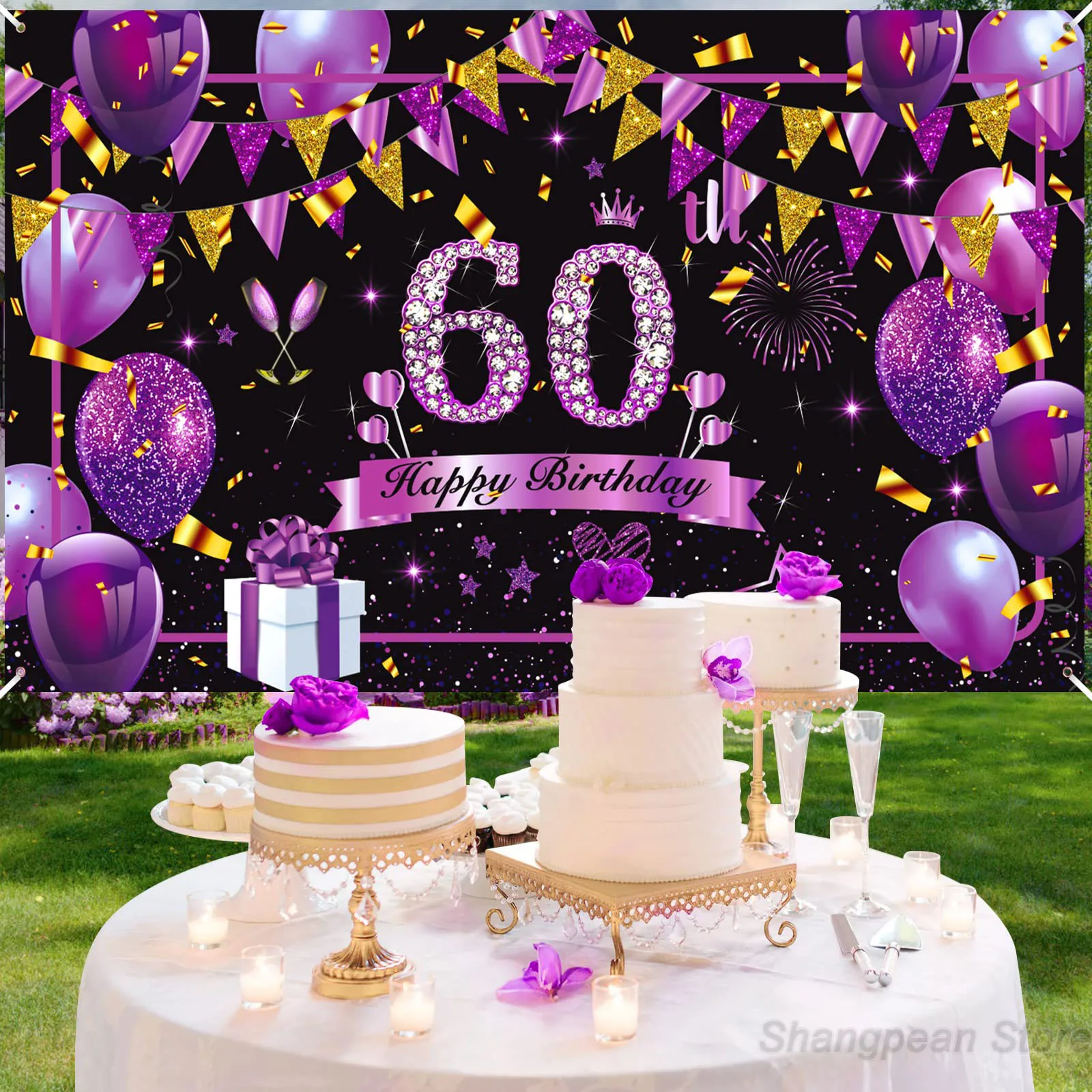 Happy 18th Birthday Banner nero oro festa di compleanno
