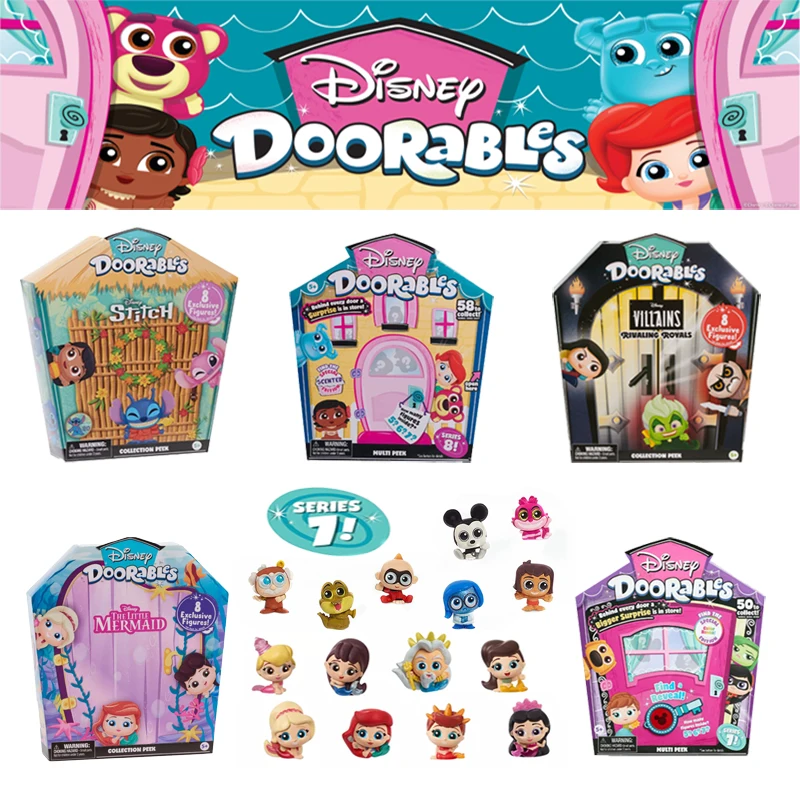 

Disney Doorables Princess Stitch Villain Blind Box Toy Open Door Series Action Figure Cartoon Classic Character Oxeye Mini Dolls