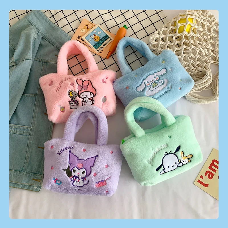 Miniso Cinnamoroll Pompom Purin Canvas Bag Sanrio Melody Series Shopping Bag  Cartoon Storage Bag Environmental Protection Bag