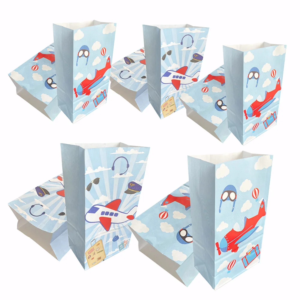 

8Pcs Airplane Party Favors Goodie Bags Candy Bags Airplane Goody Gift Treat Bags Themed Birthday Party Baby Shower Supplies