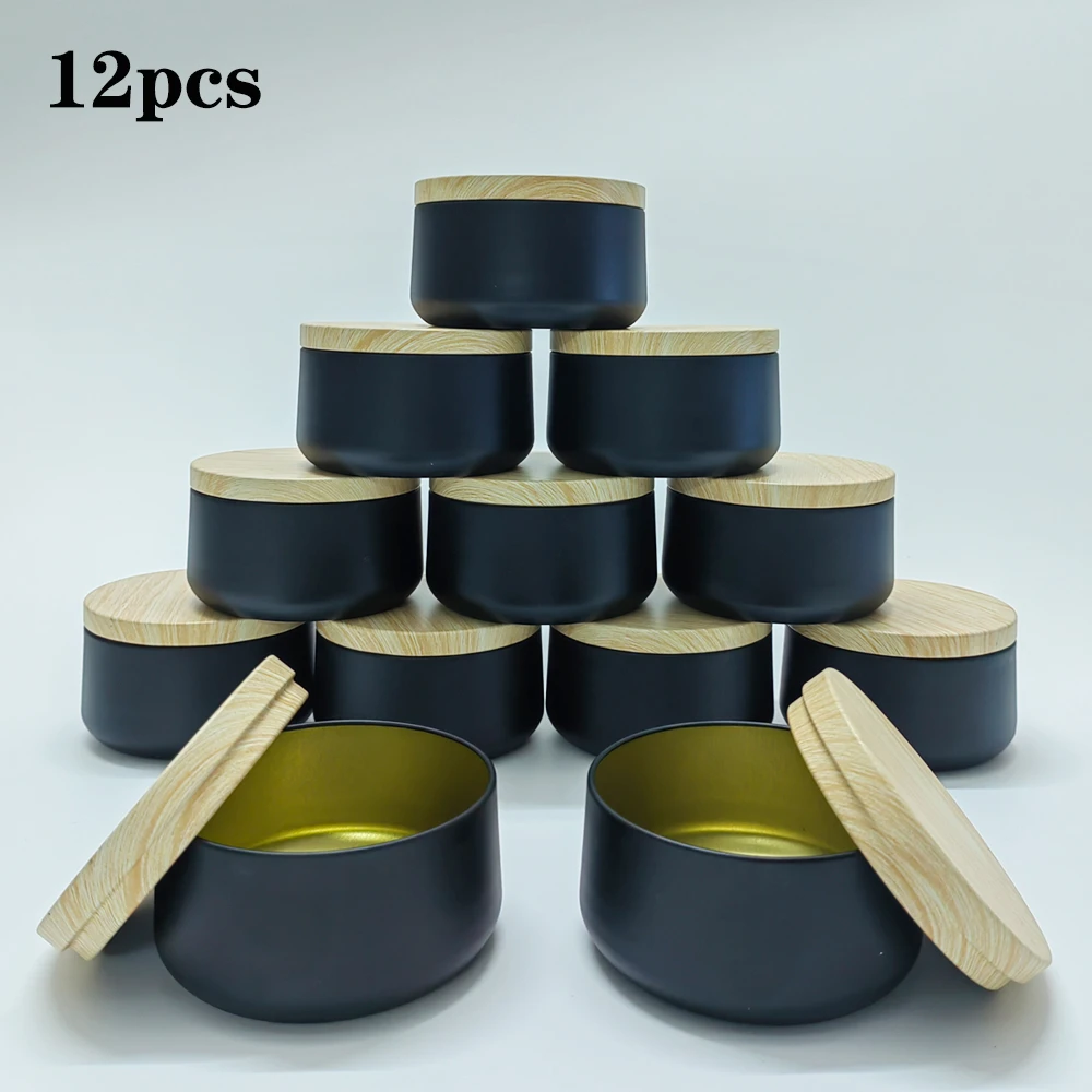 Luxury Metal Black Candle Jars With Lid Bulk Wholesale Candle Jar Empty