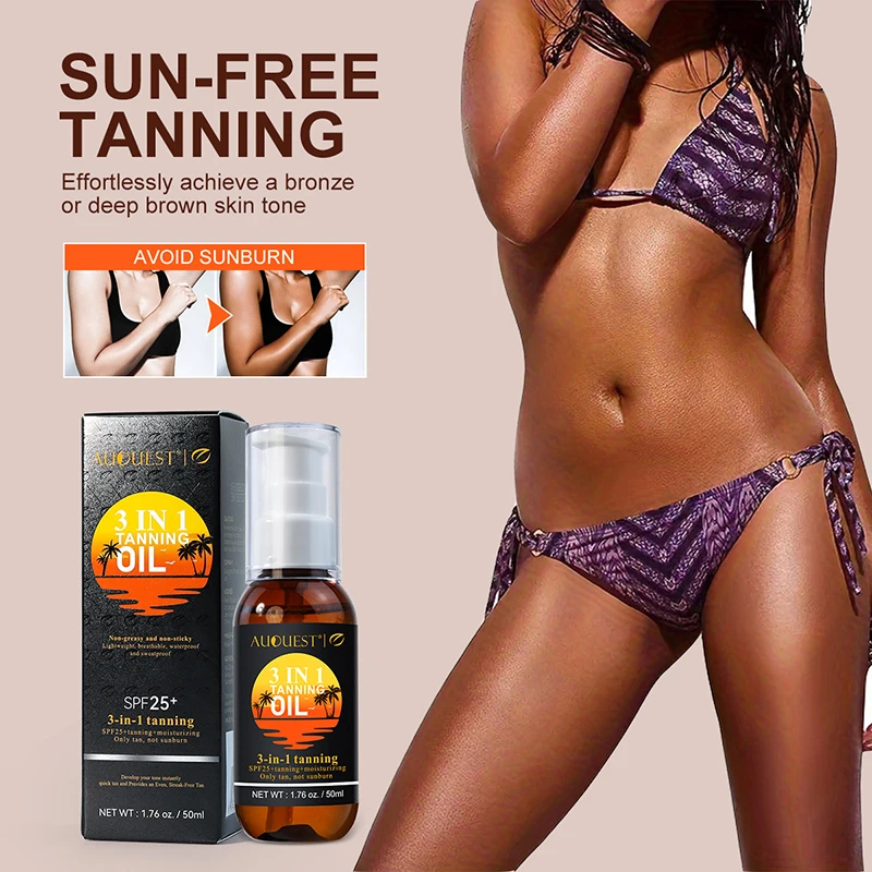 Self Tanning Lotion Coconut Tanning Oil 3 IN 1 Tanning Oil Self Tanner Bronzer Non-Greasy Moisturizing Waterproof Men Women Nourishing Skin Body Care