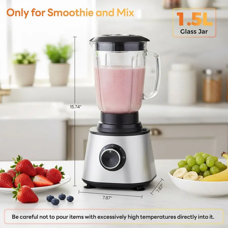 Food Processor Blender Combo for Vegetable, Dough, Electric Food Processors Slicing, 6 Cup Chopper for Meat, Puree, 2 Speeds, Sh