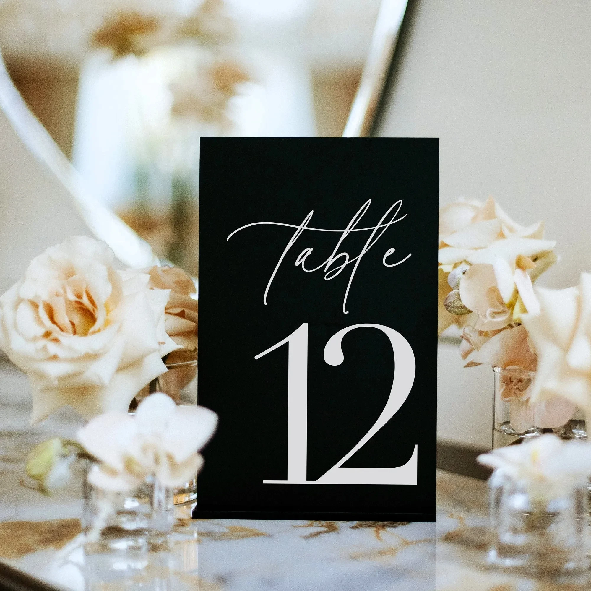Mirror Silver Wedding Table Numbers With Stand Wedding Table Decor Acrylic Luxury Signage Number Stand
