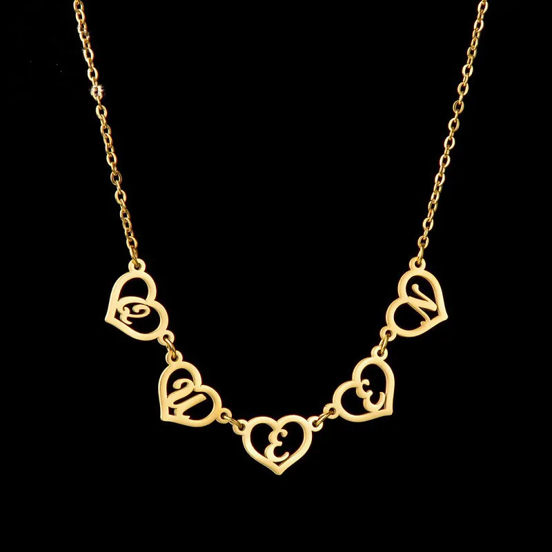 

Персонализированное именное ожерелье для женщин и девушек с сердцем из нержавеющей стали на заказ ручная работа дочка ожерелье с буквами подарок на день матери