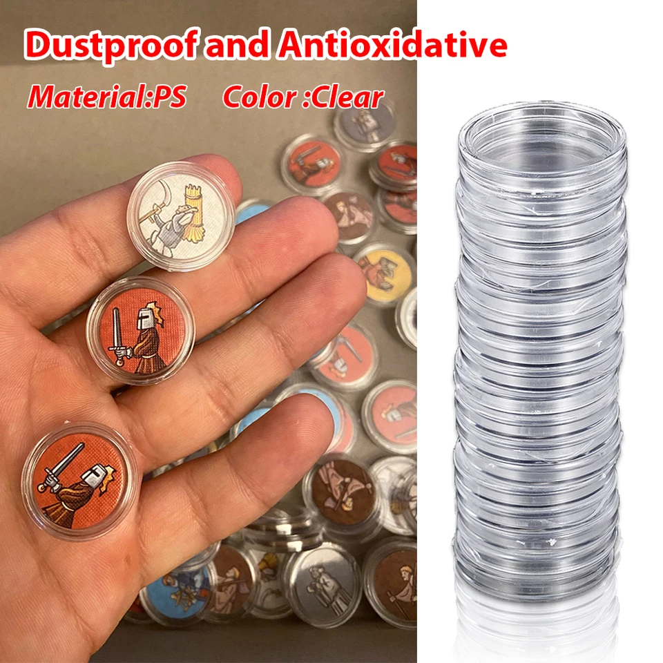 10/25/50/100 unidades de estojos transparentes para moedas de 19 a 33 mm, caixa para guardar e proteger moedas._voghion.com