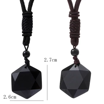 Hot Black Obsidian Hexagram Star of David Lucky Amulet Love Natural Quartz Pendant Necklace Men Orgone Crystal Gems Jewelry 1