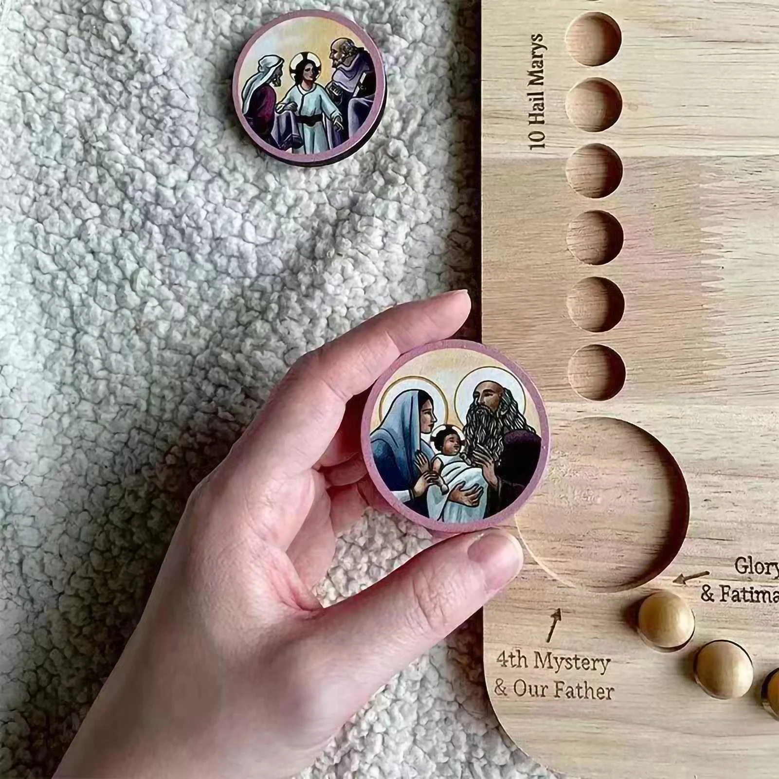 Tavola Del Rosario In Legno Tavola Ispirata Ai Montessori Tavola Del Rosario Di Preghiera Della Famiglia Tavola Dei Sarys Di Meditazione Della Chiesa 