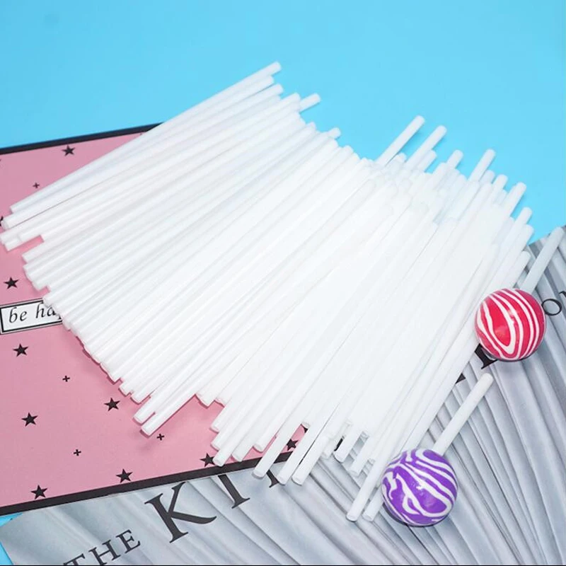 100Pcs/set Disposal Lollipop Sticks for Candy Pops Non-Toxic Food Grade Plastic Sucker Tubes Sticks for Chocolate Cake Tool