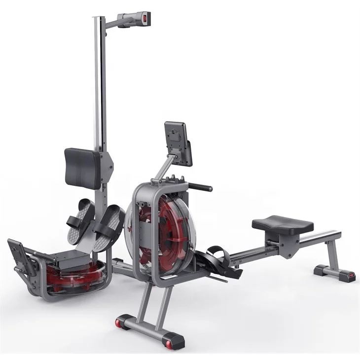 New Steel Water Resistance Rower Gym Home Cardio Training Fitness Equipment Vertical Tank Water Rowing Machine with LCD Display