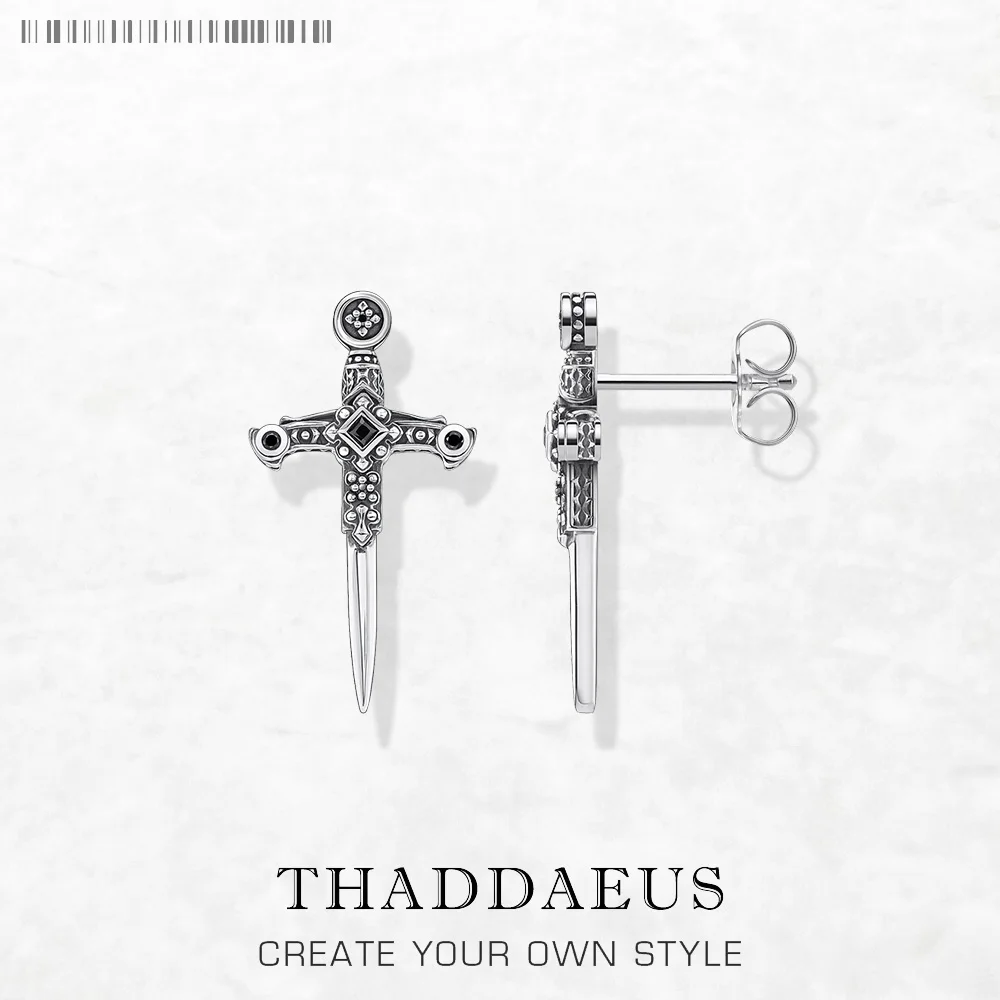 

Ear Studs Swords Europe Style Vintage Fantasy Fine Jewelry For Women Men Summer Mystical Effect Gift 925 Sterling Silver