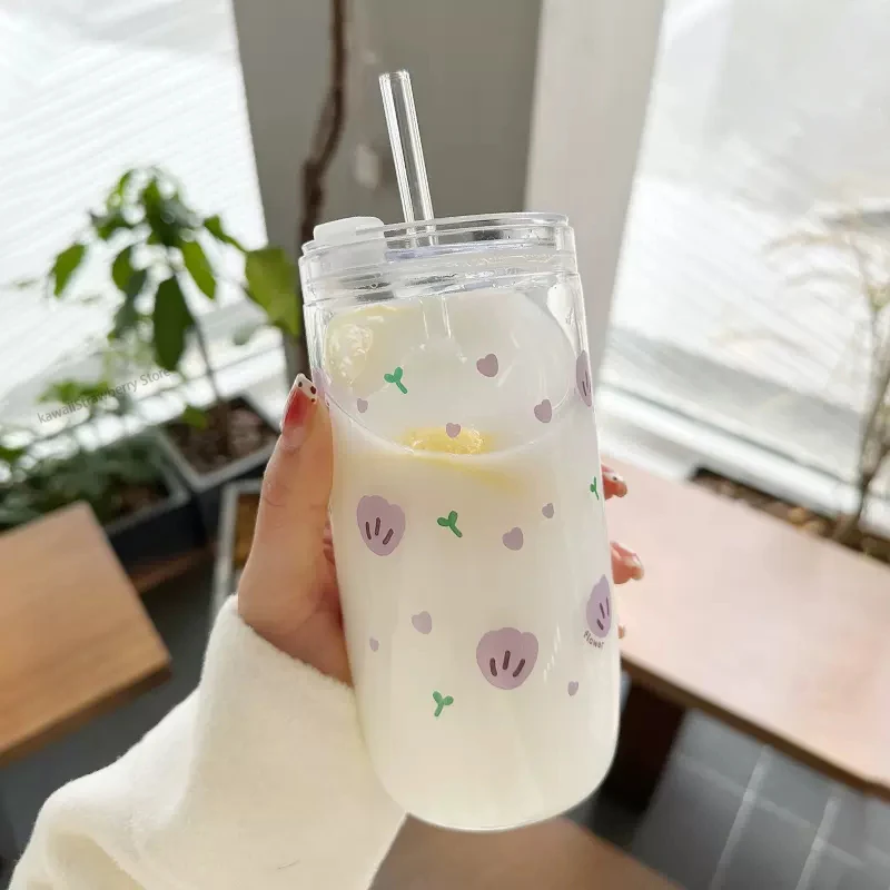 Cute Glass Cup Graduated Hot Tea Water Milk Coffee Glass Juice Mug
