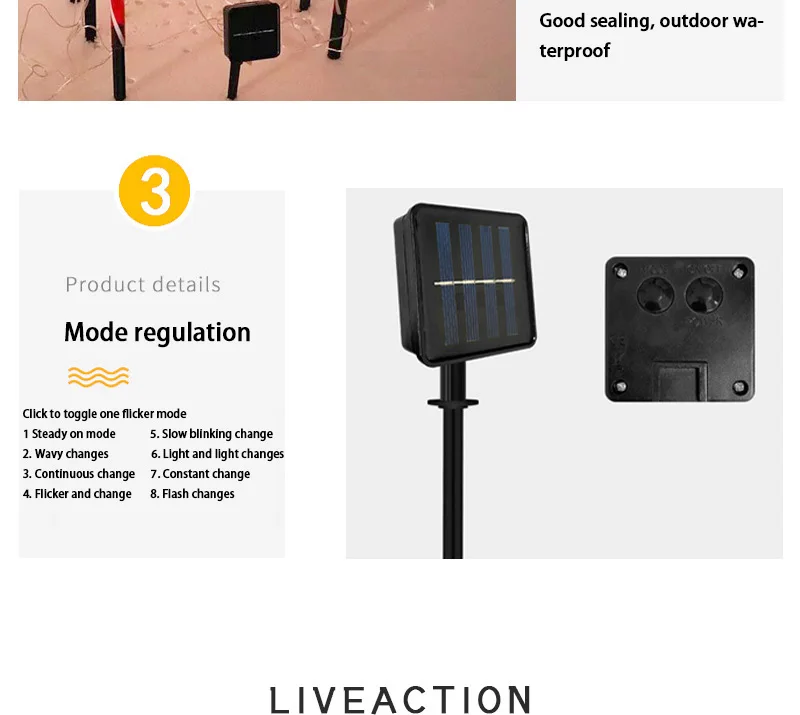 Description Picture 5 of itemSolar Christmas Crutch Lights Waterproof Garden Lawn Path Decor LED Candy Crutch Stake Lamp For Garden Lawn Holiday Lighting