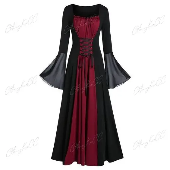 

Halloween Medieval Renaissance Vampire Dress for Women Vintage Cosplay Pirate Costume Witch Carnival Dress Up Party
