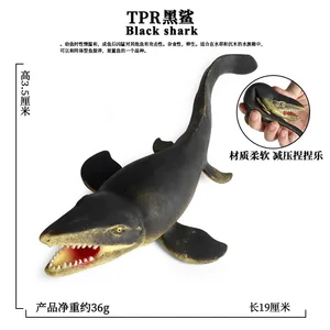 Soft Rubber Black Shark Shark Mosasaur Marine Animal Model Cognitive Simulation Pinching Music Stress Relief Toys