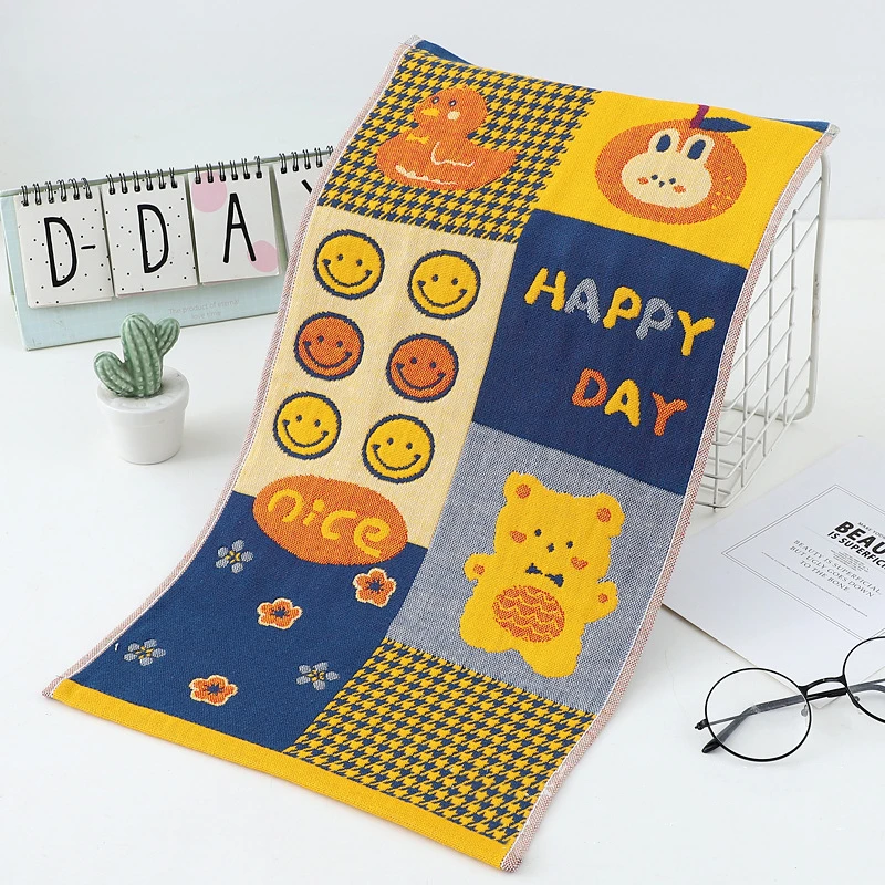 3 Pieces Kawaii Cartoon Cats Gauze Cotton Hand Towel 25*50 for Children Adults Bathroom Kitchen