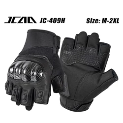 Unisex Retro Motorcycle Half - Finger Cycling Gloves with Carbon Fiber Protection - XXL (Black - 409H)