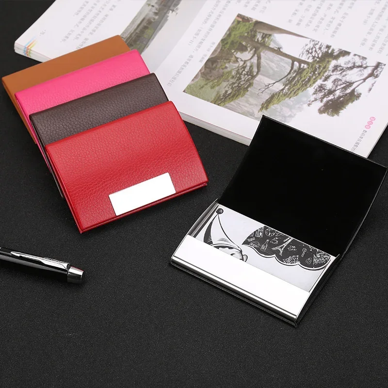 Laser Engraved LOGO Luxury Aluminum PU Men's Credit Card Business Card Holder Pocket Business RFID Wallet Travel Card Holder 3