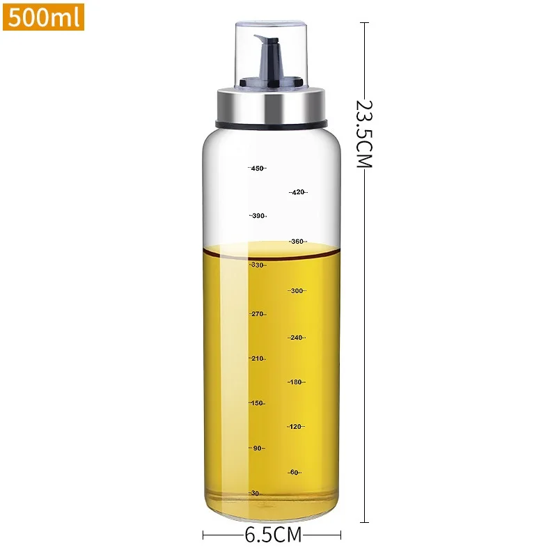  QRQ Botella de aceite de cocina de 16.9 fl oz, botellas de  almacenamiento de condimentos de vidrio para aceite y vinagre, botella  dispensadora de aceite recargable para accesorio de cocina (tamaño 