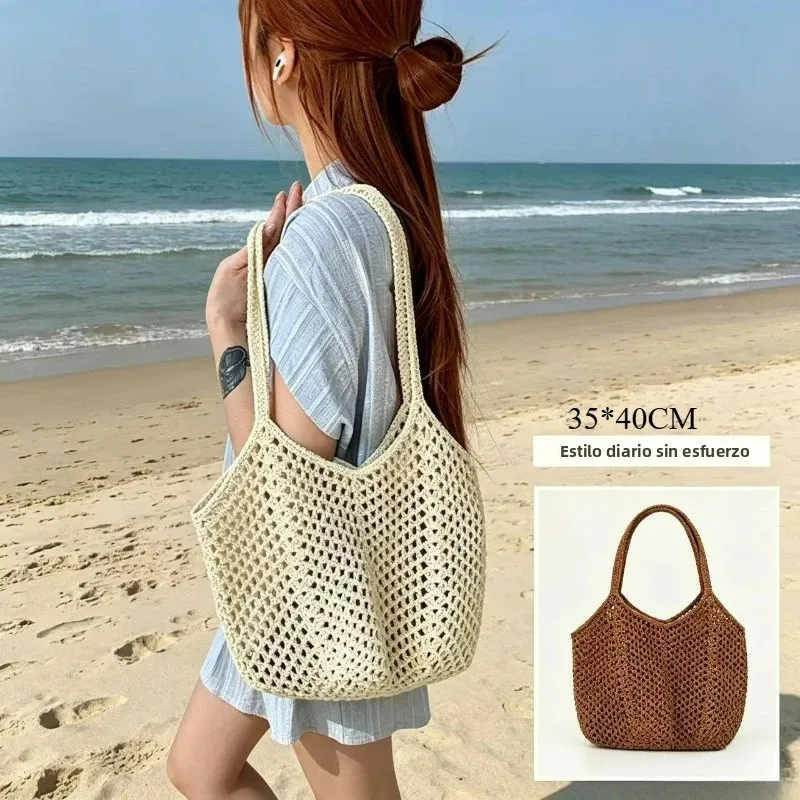 Handgefertigte Große Kapazität Lazy-Style Strandtasche für Strand & Urlaub Schulter-Handtasche
