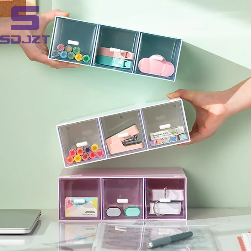 

Штабелируемый женский прозрачный контейнер для хранения с 3 съемными ящиками, многофункциональный контейнер для хранения