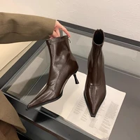 2025 New Women's Ankle Boots Sexy Pointed Toe Woman Short Boots Fashion Causal Ladies Thin High Heel Boots Solid Color Stiletto - Image 2