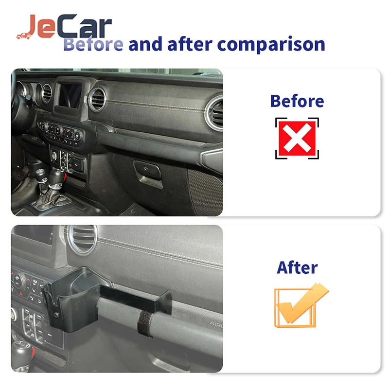 JeCar 자동차 승객석 팔걸이 전화 홀더 베이스 (Jeep Wrangler JL Gladiator JT 2018-2023 자동차 인테리어 액세서리)