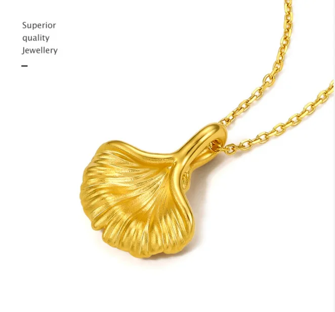 Ginkgo pendant plated 18K gold mitsui lucky necklace sleeve necklace necklace small fresh apricot leaf hanging ornament