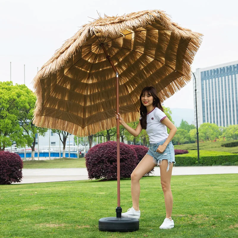 Solar Patio Umbrella 2.0X2.0M Heavy Duty Patio Umbrella Garden Pool Backyard Parasol Outdoor Beach Sun Protection