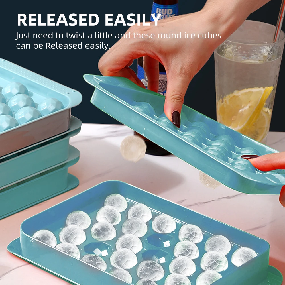 Mini Ball Ice Cube Mold with Lid - Easy to Release Small Ice Ball