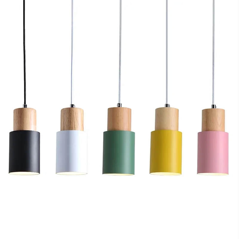 

Nordic Wood Pendant Light Modern LED Iron Hanging Lamp For Kitchen Dining Living Room Cafe Bar Home Decorative Indoor E27 Lights