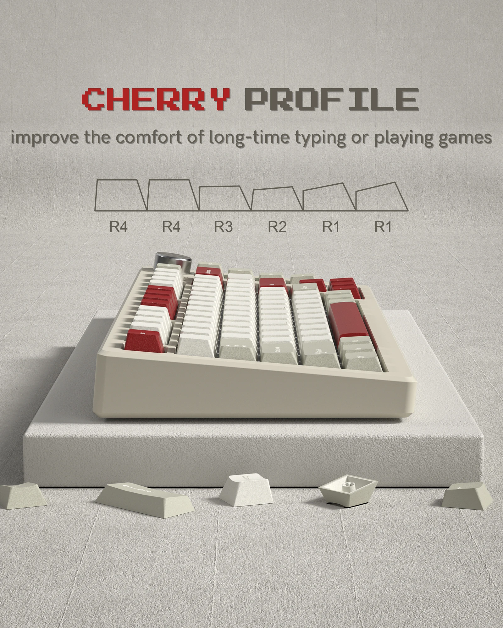 Cherry様確認用 138 キーレトロ白グレー赤 PBT キーキャップダブルショットチェリー