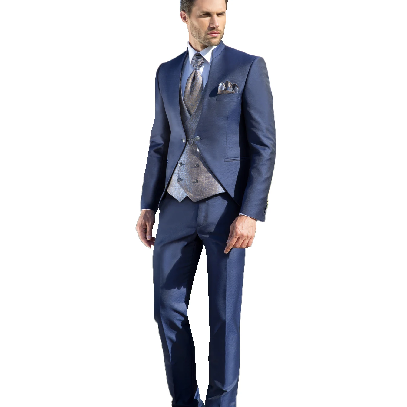 Men's Suit 3 Pieces Blazer Jacket Vest Pants One Button Business Formal Work Wear Wedding Groom Costume Homme