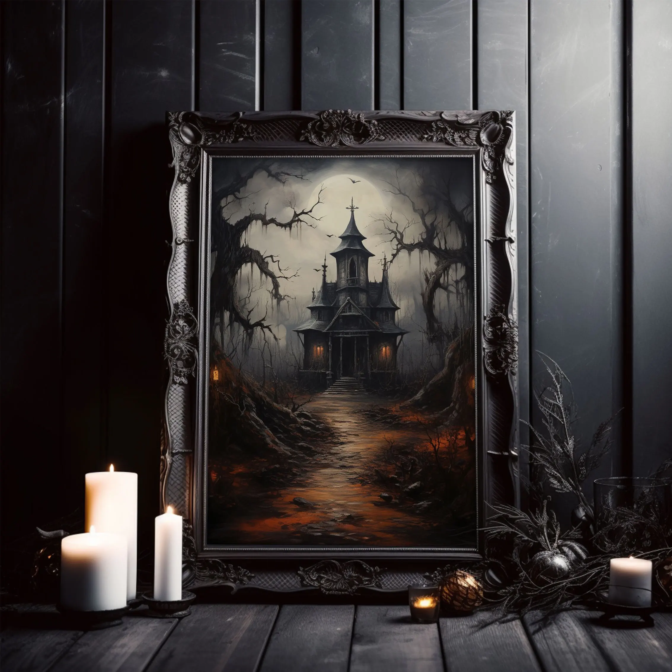 恐怖の恐怖 Dekorative Holzmalerei Home Dekoration Bild Frame A4 URATOT 4個パック  ハロウィン装飾 不気味なフォトフレーム ホラーポートレート 写真フレーム 3Dチェンジフェイス 壁装飾 幽霊の家 ハロウィン/ホーム/パーティーの装飾に, image size:2267x2267