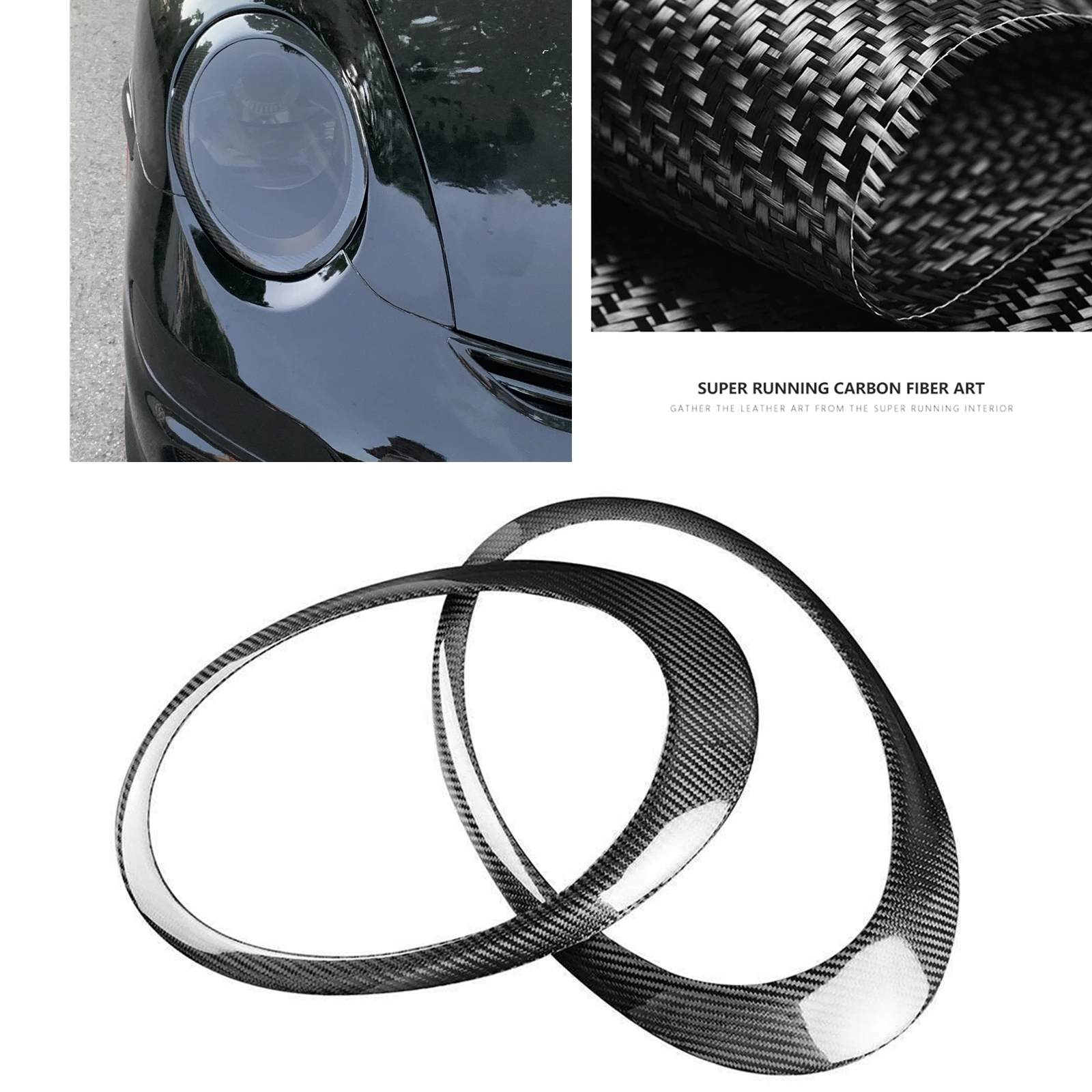 

For Porsche 911 997 GT3 2005-2010 Carbon Fiber Front Head Light Lamp Lid Bezel Strip Sticker Headlight Cover Headlamp Frame Trim