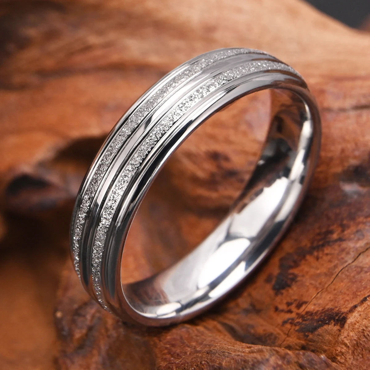6mm Golden/Black/Silvery Classic Brushed Stainless Steel Ring for Daily Fashion Wear, Comfortable Men's and Women's Rings 2