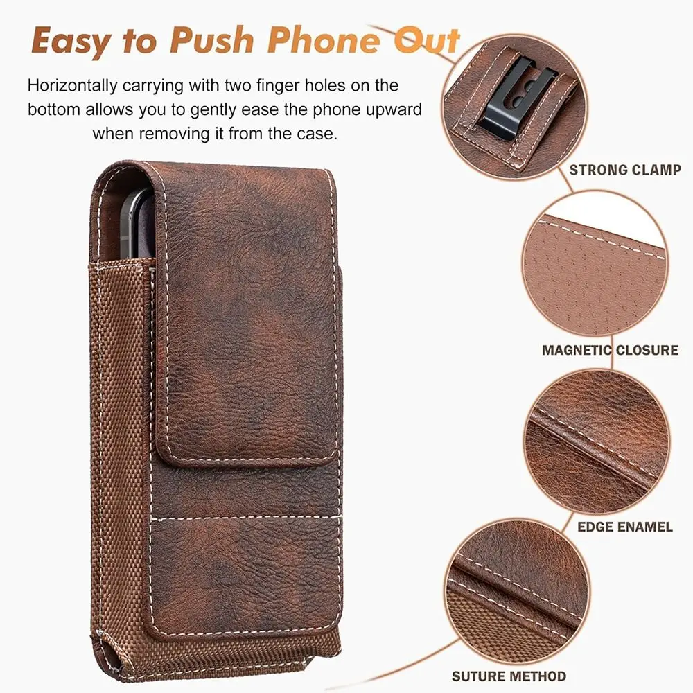 1 Stück PU-Leder Handy-Gürteltasche Outdoor Camping Universelle Hüfttasche Handyhülle 5-7 Zoll Gürtel-Hängetasche für Smartphone – Detail 2