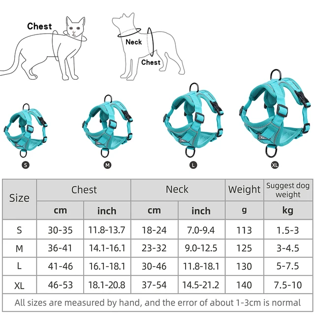 Dog Harness Cat Leashes Collar Bulldog Straps Small Medium Dog Puppy Harnesses Bichon Frise Vest Garlden Reflective Pet Supplies 2