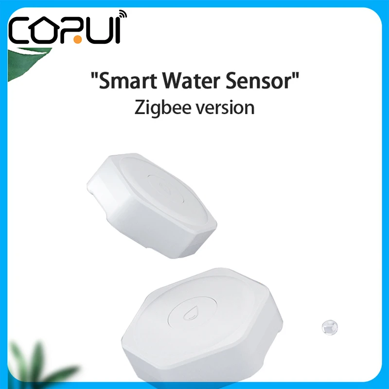 

CoRui ZigBee Flood Sensor Smart Water Leakage Water Leak Detector Water Tank Full Water Linkage Alarm Tuya APP Remote Monitoring