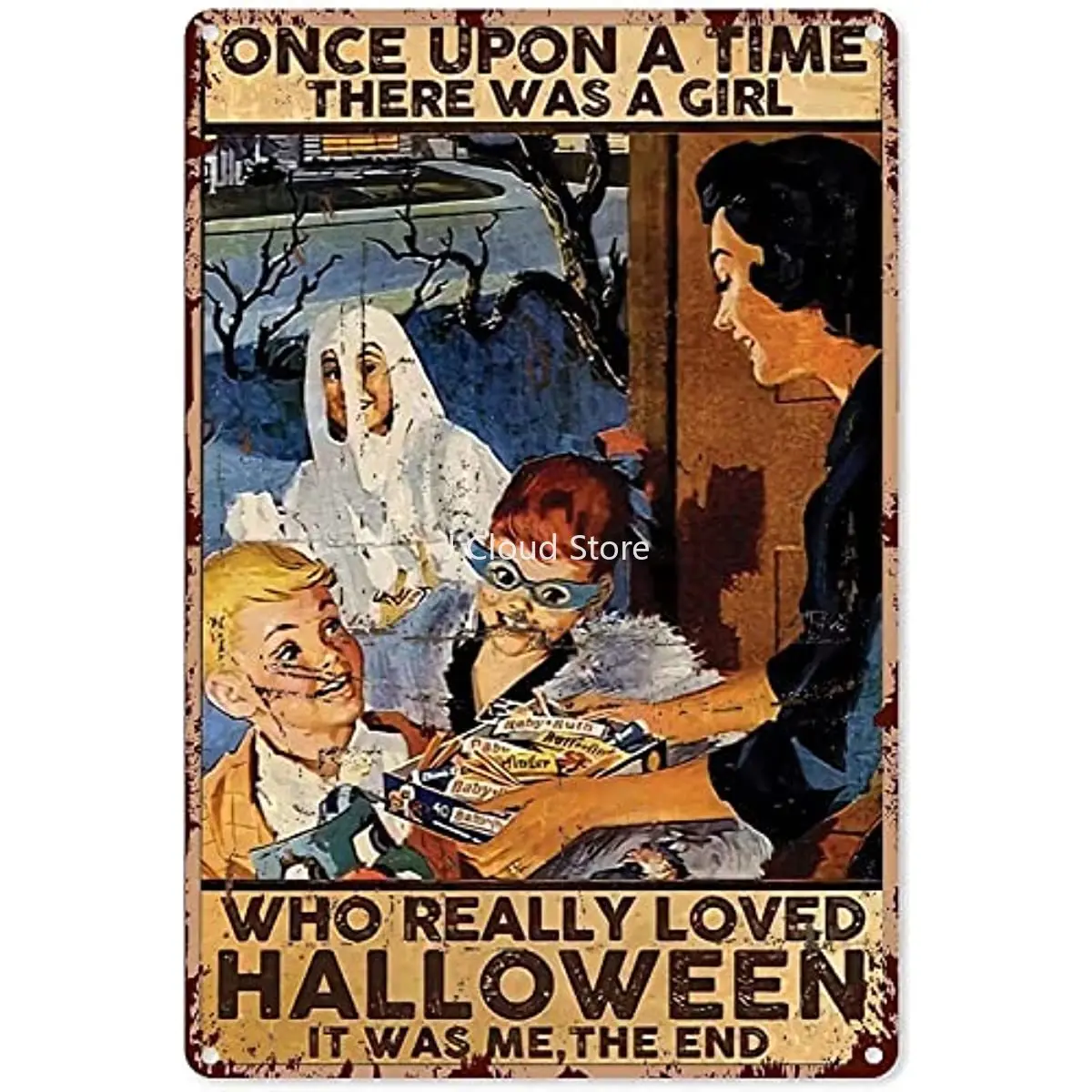 

Metal Tin Sign Halloween Boy Poster Retro for Street Garage Family Cafe Bar People Cave Farm Wall Bathroom Decoration